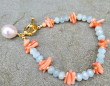 Load image into Gallery viewer, Coral Aquamarine Bracelet