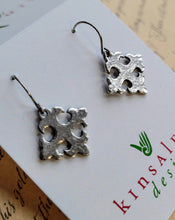 Load image into Gallery viewer, silver pewter cross earrings