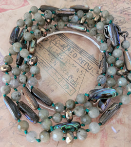 Abalone Labradorite Long Necklace