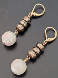 Baroque Pearl Pyrite Stack Earrings