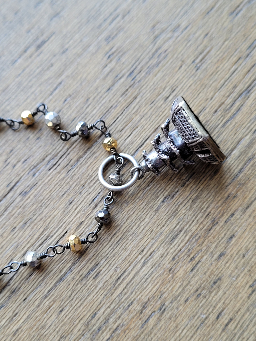 Vintage Pagoda Pyrite Necklace
