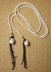 Modern Chain and Pearl Lariat