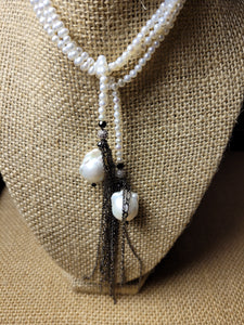Modern Chain and Pearl Lariat