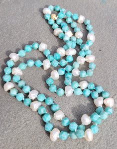 Amazonite and Thorn Pearl Necklace