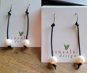 Pearl and Leather Earrings