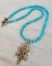 Load image into Gallery viewer, Blue Howlite Taureg Cross Necklace