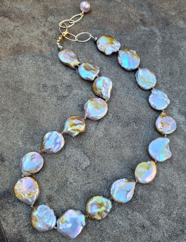 Natural Jumbo Coin Pearl Necklace