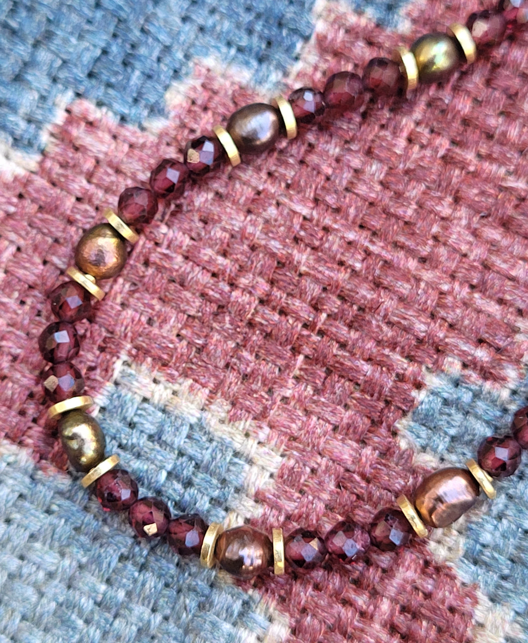 Delicate Garnet and Pearl Necklace
