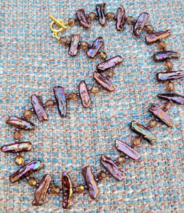 Bronze Stick Pearl Necklae