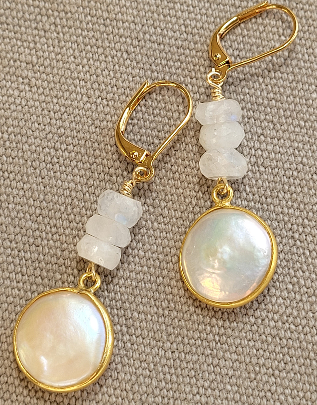 Moonstone Stack Pearl Earrings