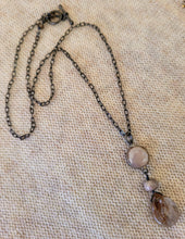 Load image into Gallery viewer, Rutilated Quartz Moonstone Drop Necklace