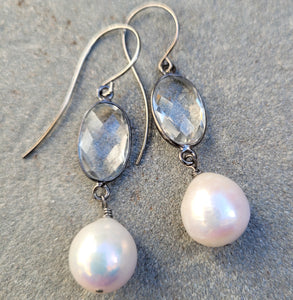 Crystal Quartz Pearl Drop Earrings
