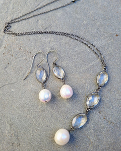 Crystal Quartz Pearl Drop Necklace