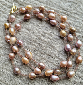 Natural Baroque Pearl Moonstone Wrap Necklace