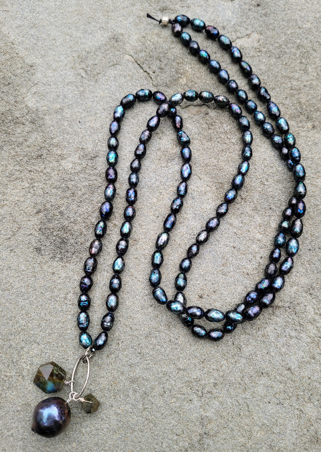 Faceted Teal Pearl Labradorite Necklace