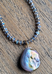 Labradorite Coin Necklace