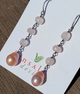 Rose Quartz Pearl Drops