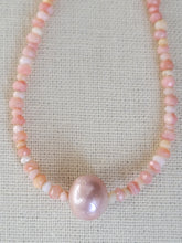 Load image into Gallery viewer, Pink Peruvian Opal Single Pearl Necklace