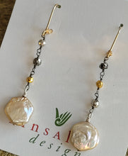 Load image into Gallery viewer, Coin Pearl Pyrite Dangle