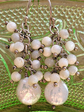 Load image into Gallery viewer, Coin Pearl Mother of Pearl Cluster Earrings