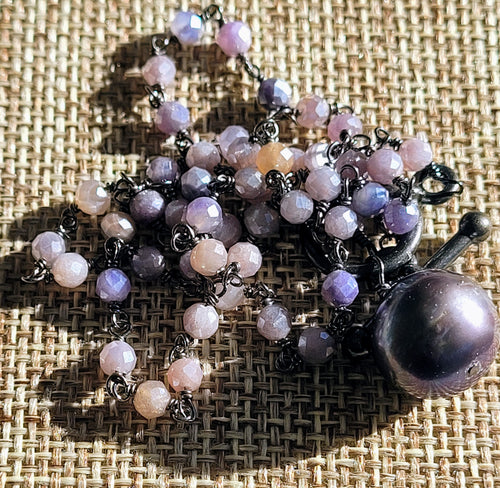 Delicate Iolite Baroque Pearl Necklace