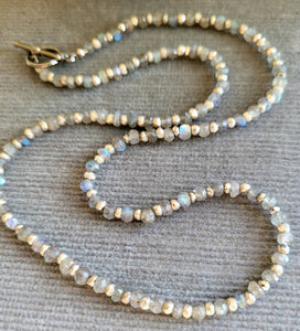 Delicate Labradorite and Silver Pyrite Necklace