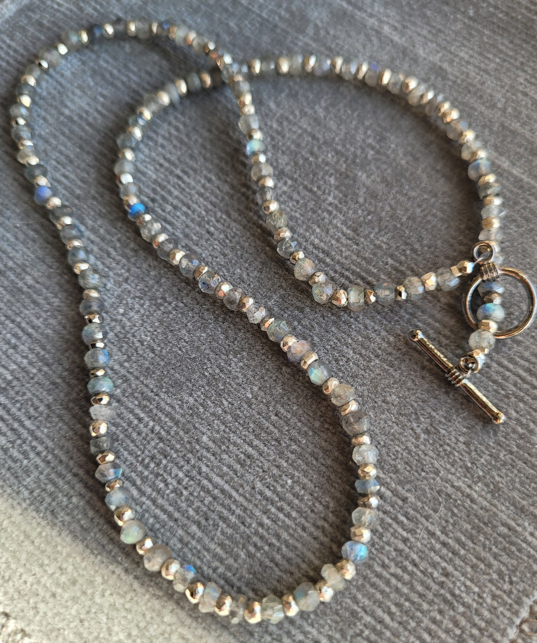 Delicate Labradorite and Silver Pyrite Necklace